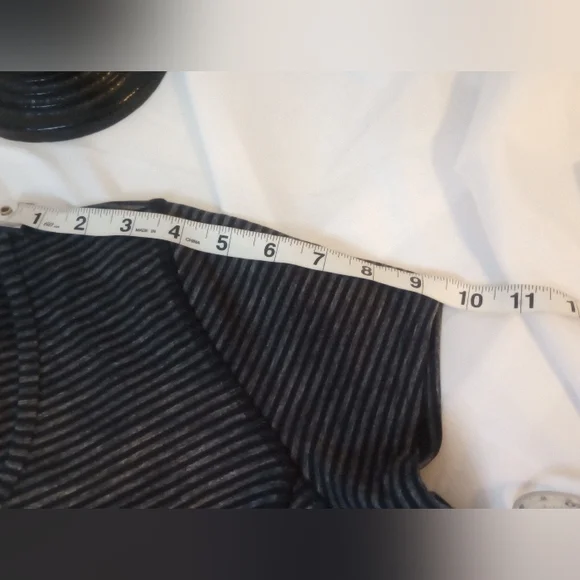 DULUTH TRADING CO Women's NoGa Stretch Dress Black Grey Striped Zip Pocket New L - Picture 9 of 11